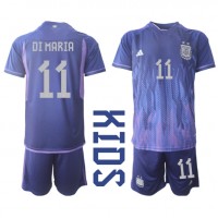 Argentina Angel Di Maria #11 Bortatröja Barn VM 2022 Kortärmad (+ Korta byxor)